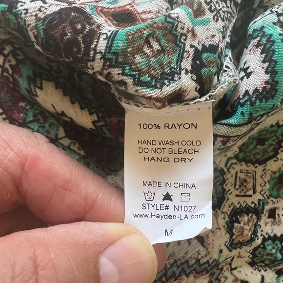 Hayden Womens Mini Dress Multicolor Patchwork V Neck Sleeveless Lace Trim Boho M - Picture 6 of 7